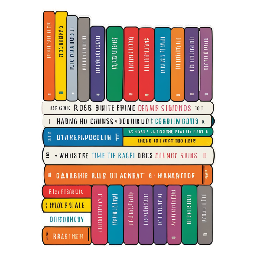Rainbow Shelf (lineart) — bookish stickers
