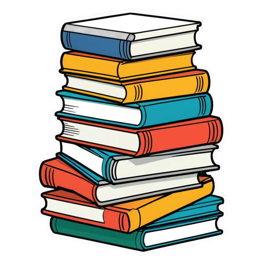 Book Stack (lineart) — bookish stickers