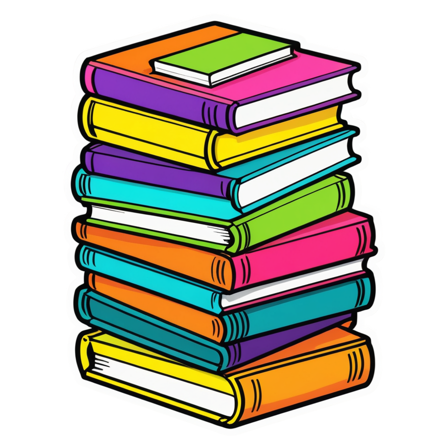Book Stack (neon) — bookish stickers