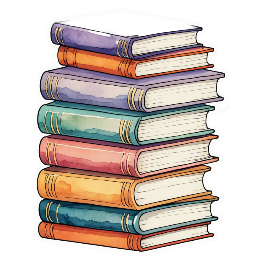 Book Stack (watercolor) — bookish stickers
