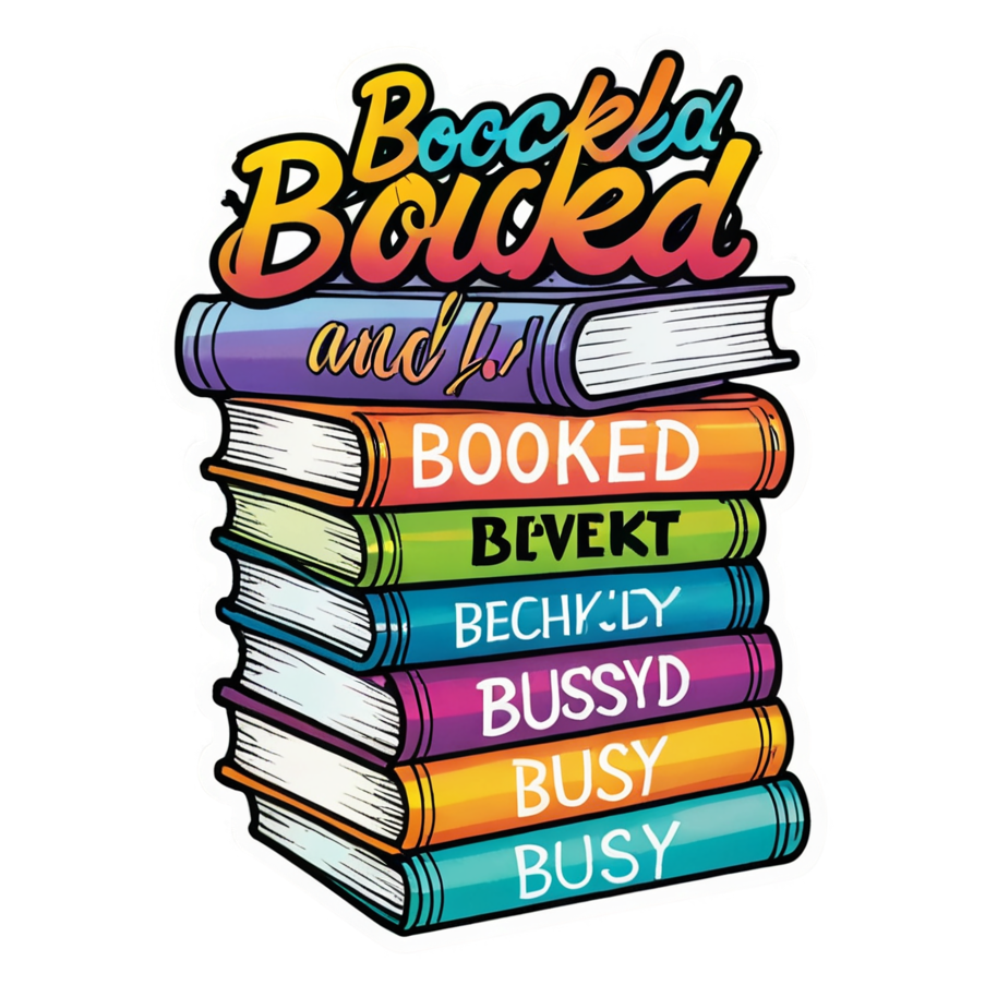Booked & Busy (holographic) — bookish stickers