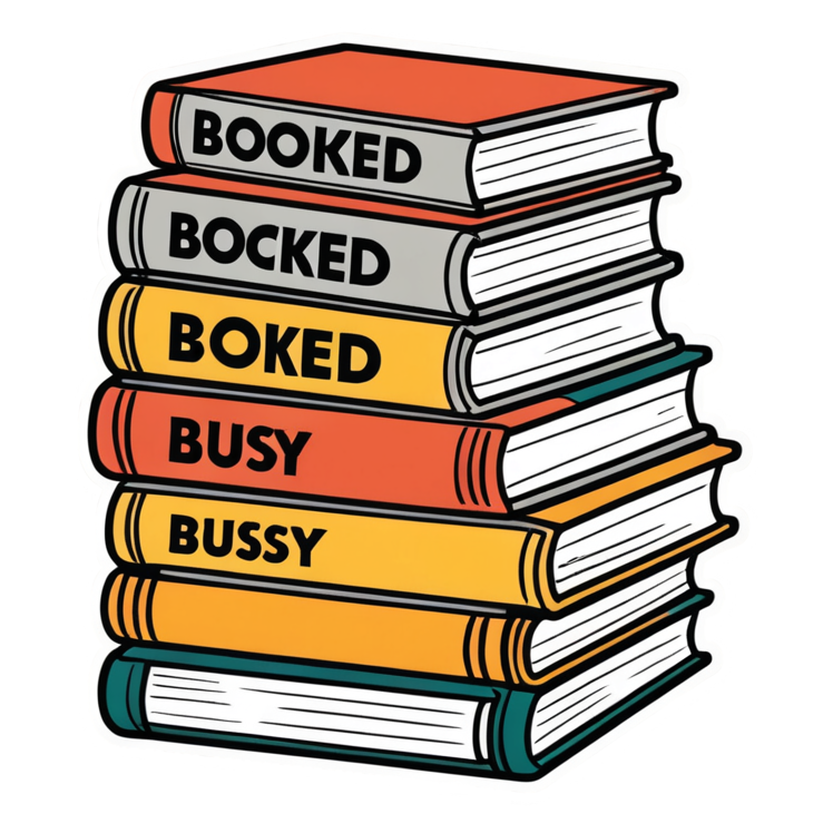 Booked & Busy (lineart) — bookish stickers