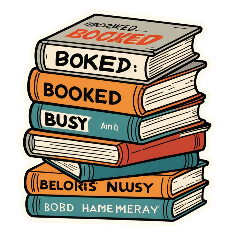 Booked & Busy (retro) — bookish stickers