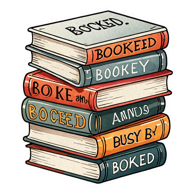 Booked & Busy (watercolor) — bookish stickers