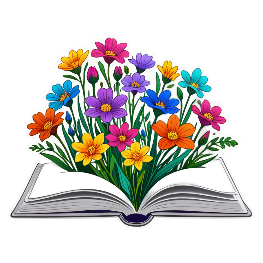 Floral Book (holographic) — bookish stickers