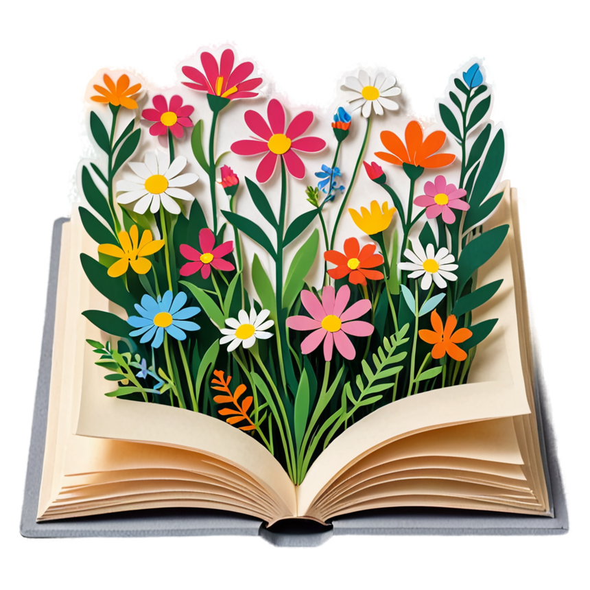 Floral Book (papercut) — bookish stickers