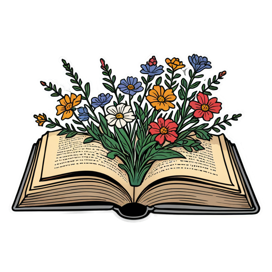 Floral Book (tattoo) — bookish stickers