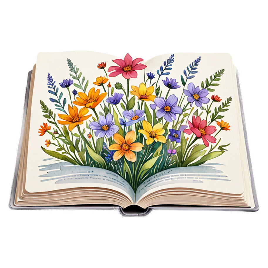 Floral Book (watercolor) — bookish stickers