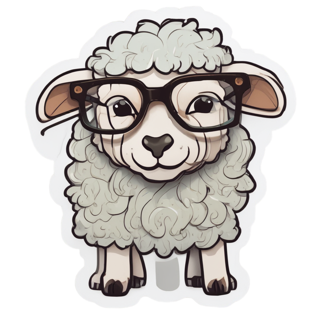 Bookish Lamb with Glasses — farm nursery stickers
