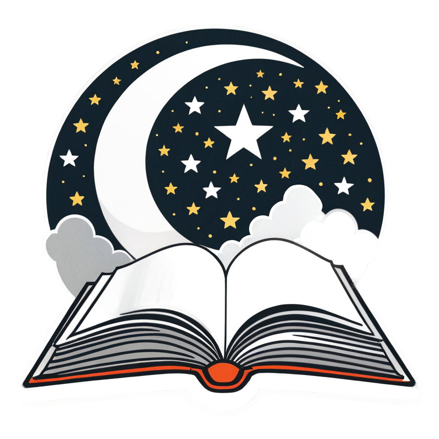 Night Reading (lineart) — bookish stickers
