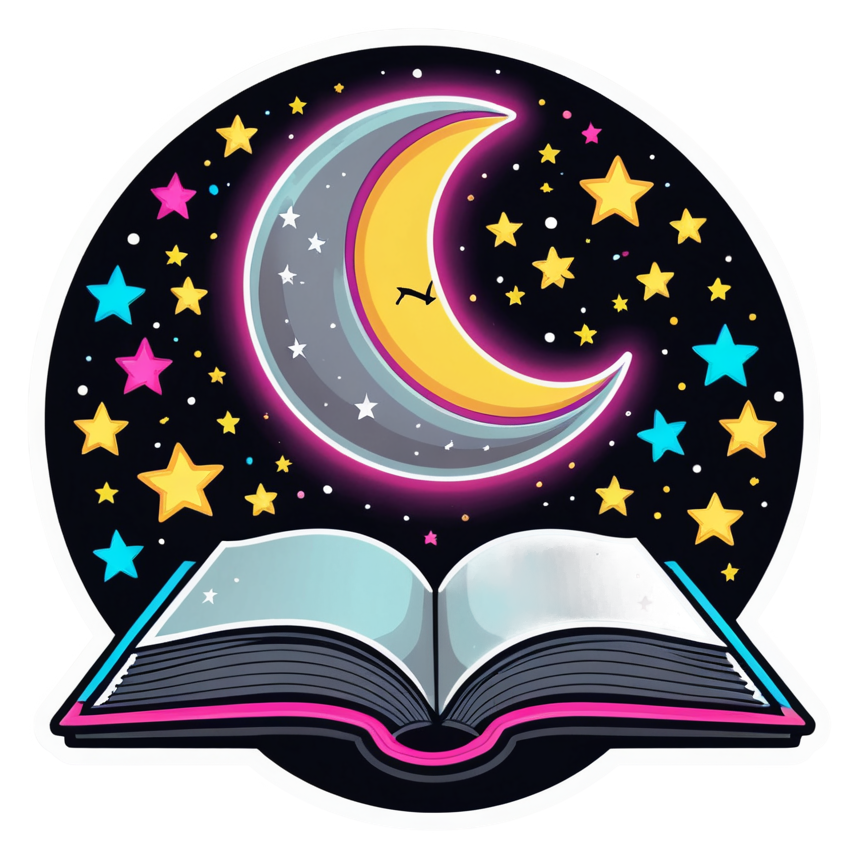 Night Reading (neon) — bookish stickers