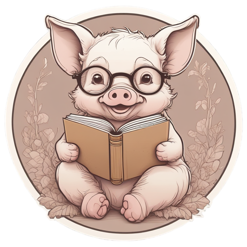 Bookish Piglet Reading — farm nursery stickers