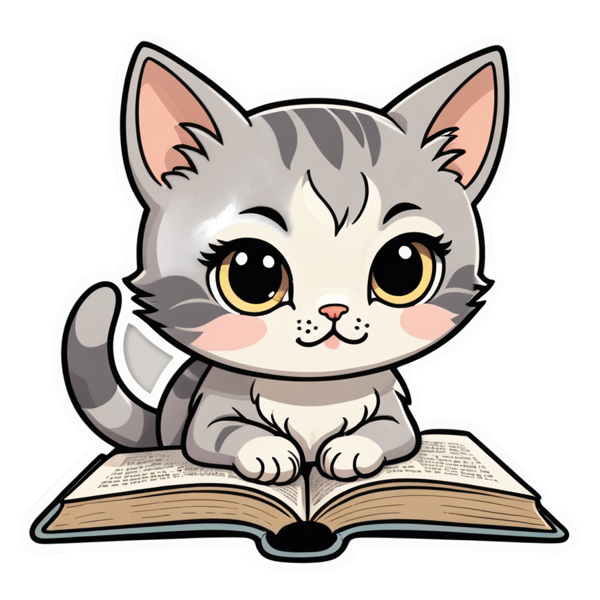 Reading Cat (kawaii) — kawaii stickers