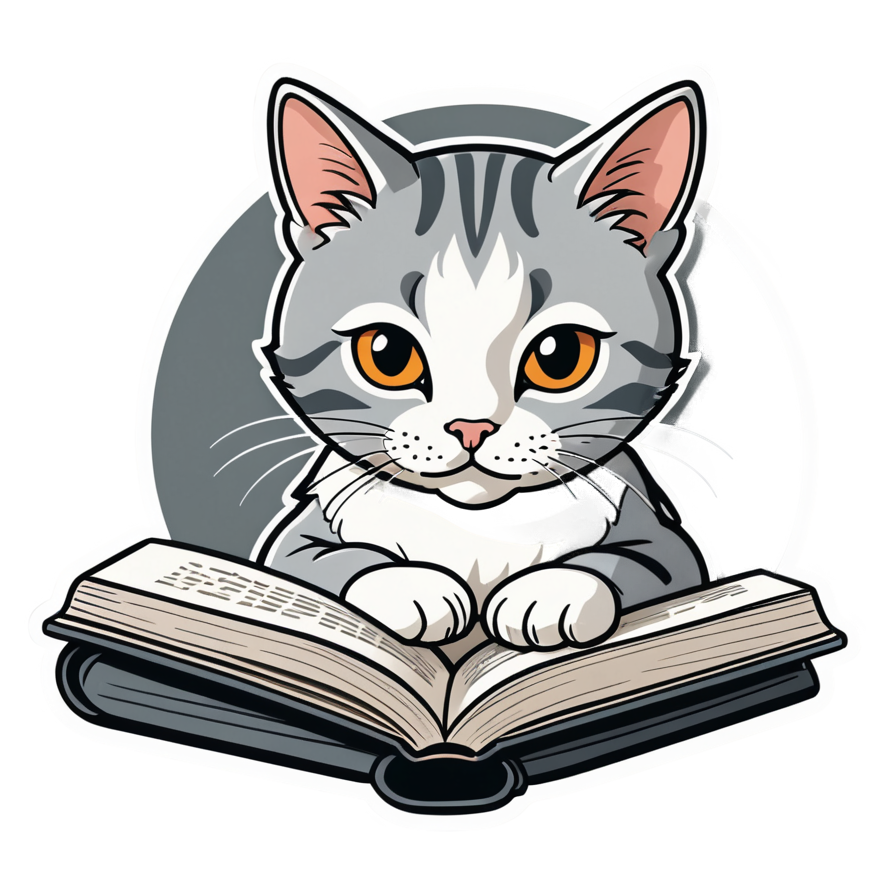Reading Cat (papercut) — bookish stickers