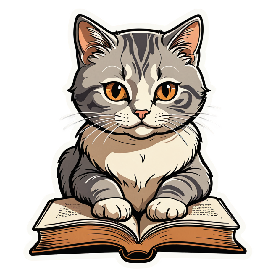 Reading Cat (retro) — bookish stickers