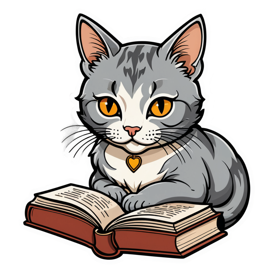 Reading Cat (tattoo) — bookish stickers