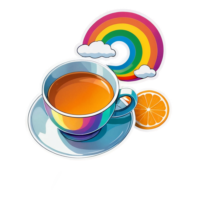 Tea & Book (holographic) — bookish stickers
