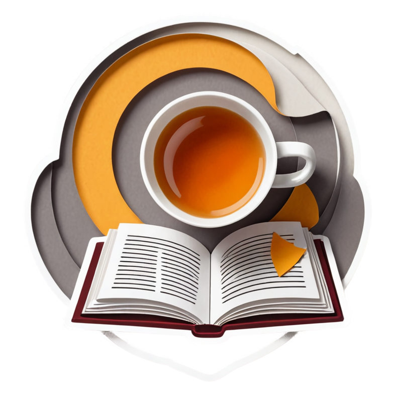 Tea & Book (papercut) — bookish stickers