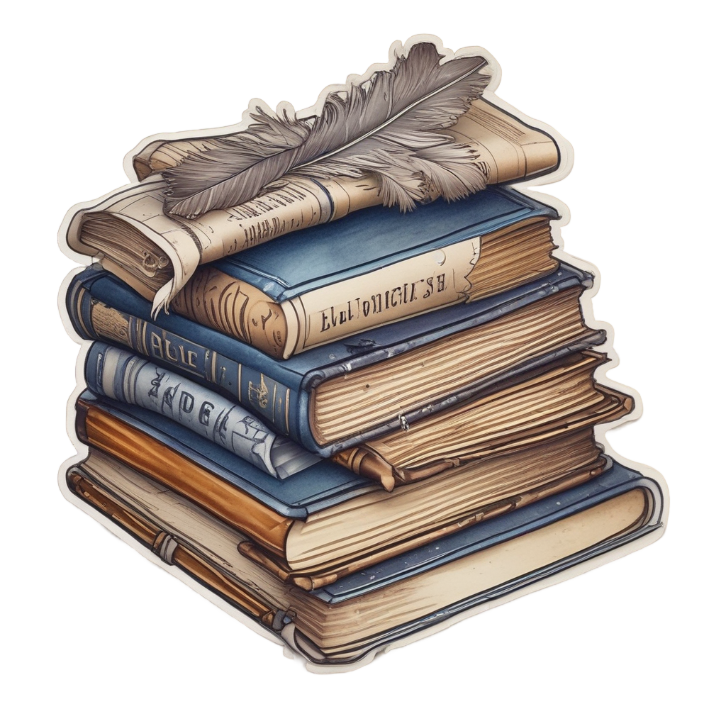 Books and Quill Banner — open road stickers