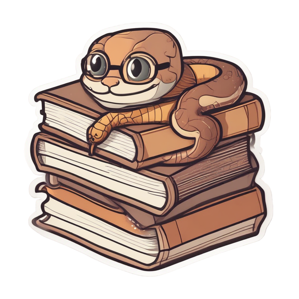 Bookshelf Snake Reader — fine-line flash stickers