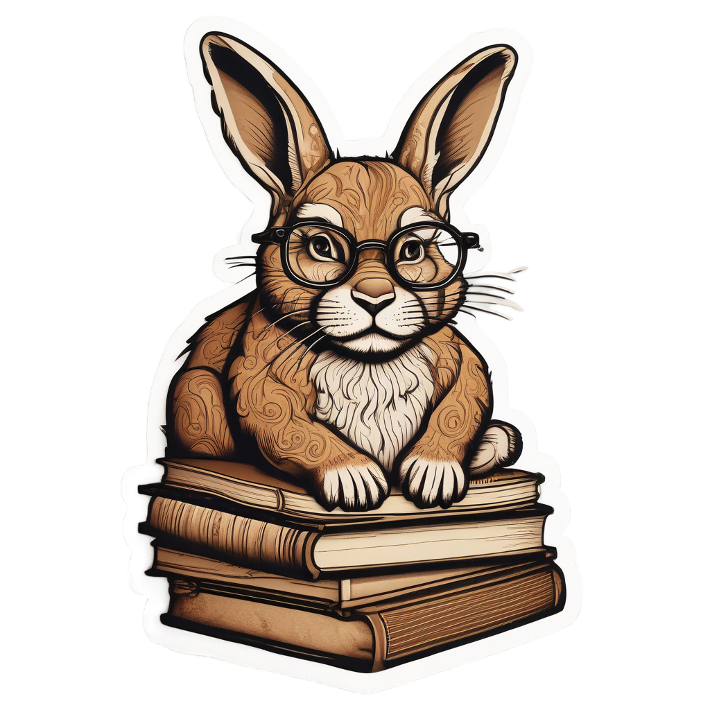 Bookworm Bunny Reader — farm nursery stickers