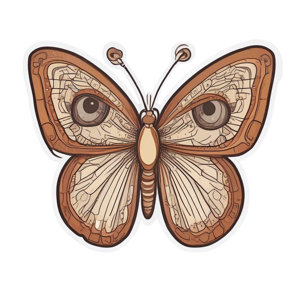 Bookworm Butterfly — fine-line flash stickers