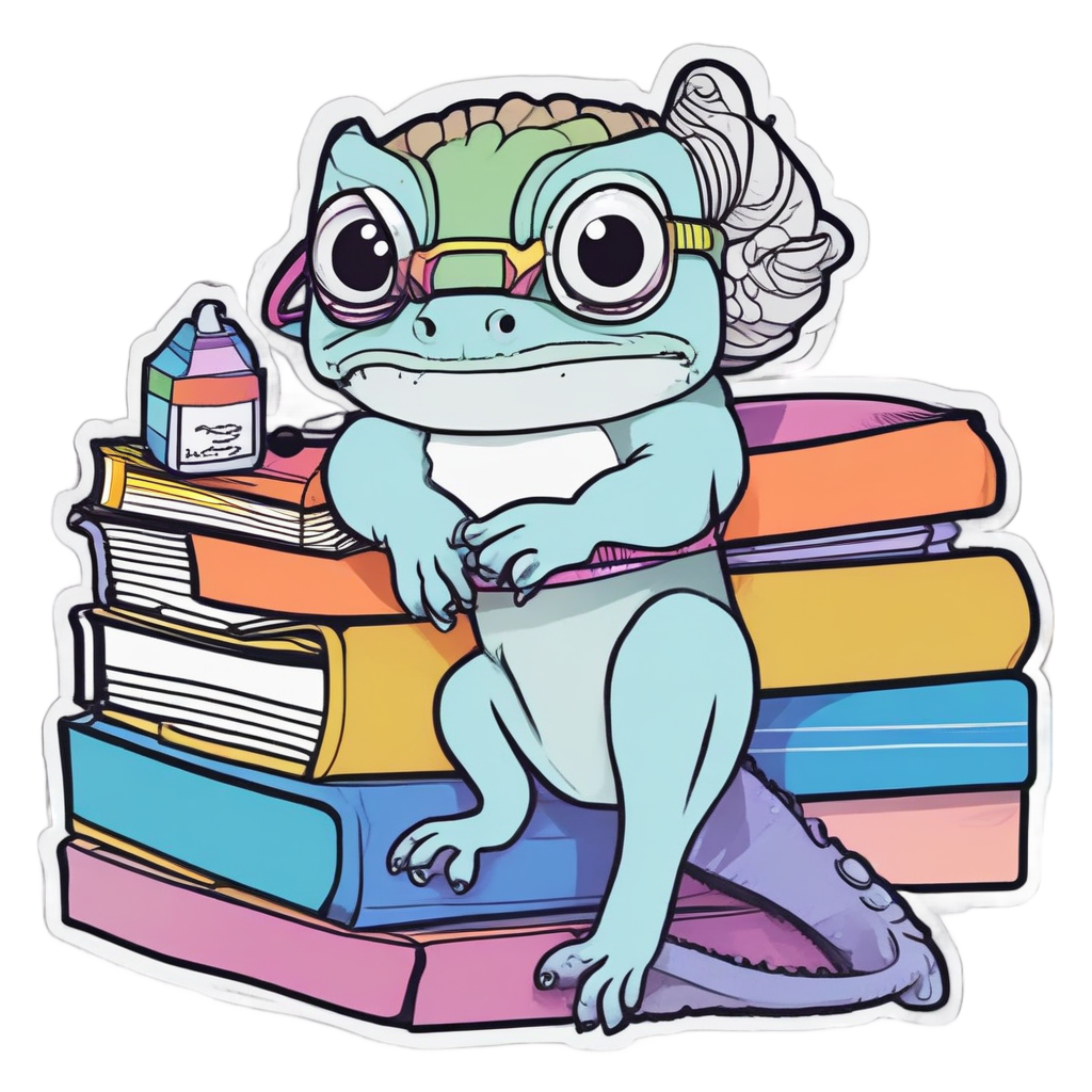 Bookworm Chameleon — animals & pets stickers