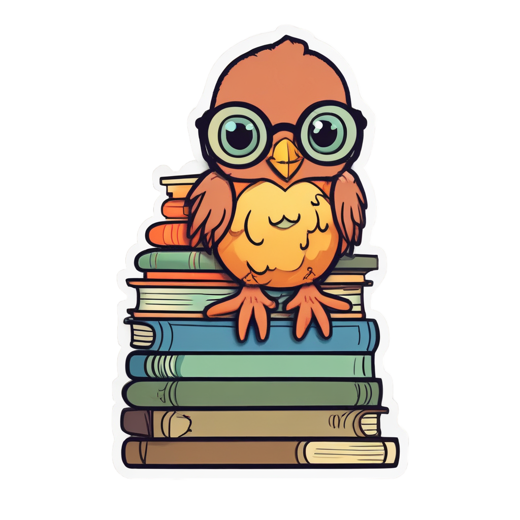 Bookworm Chick Reading — farm nursery stickers