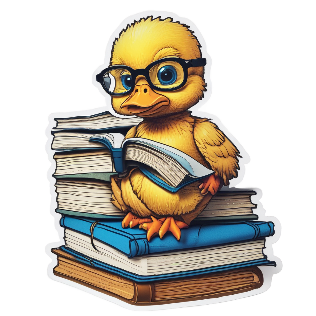 Bookworm Duckling Reading — farm nursery stickers