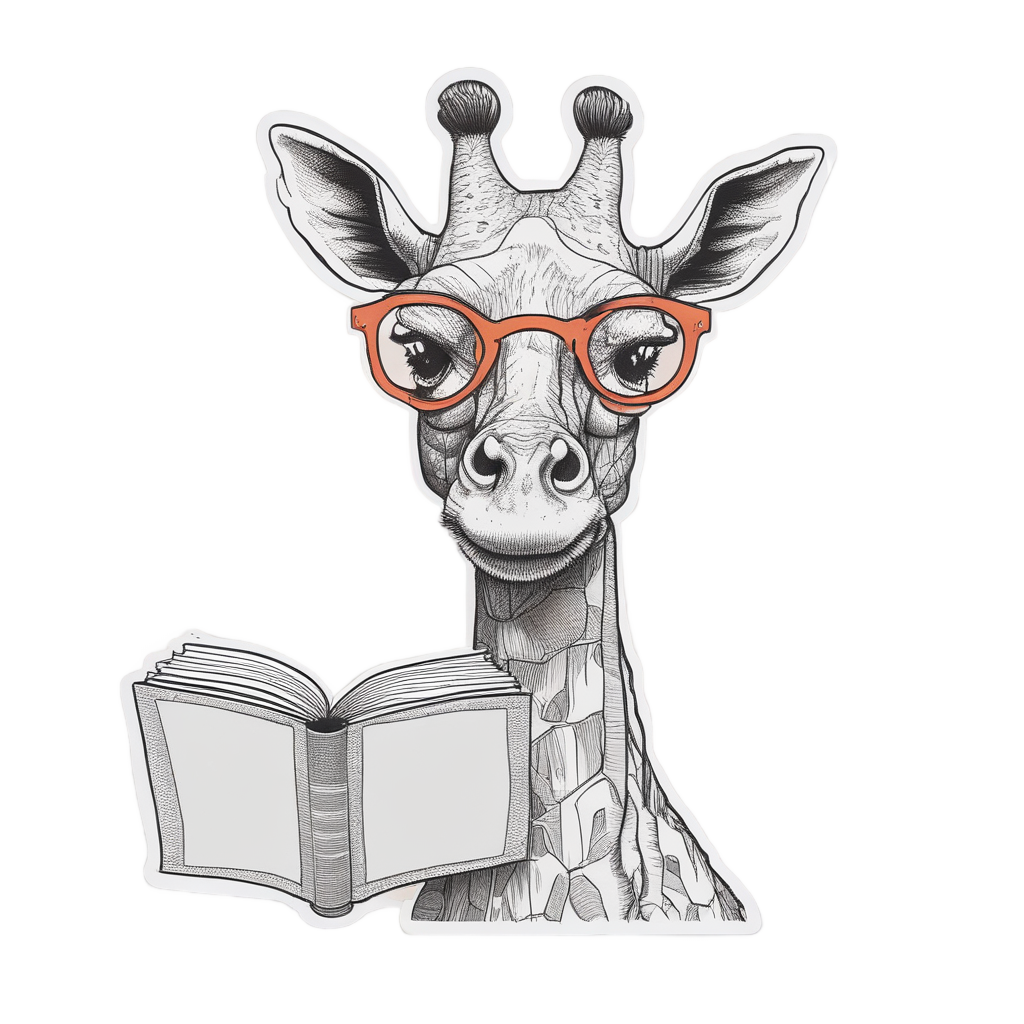 Bookworm Giraffe — safari nursery stickers