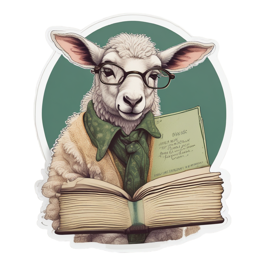 Bookworm Lamb Reading — farm nursery stickers