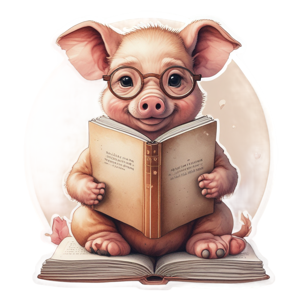 Bookworm Piglet — farm nursery stickers