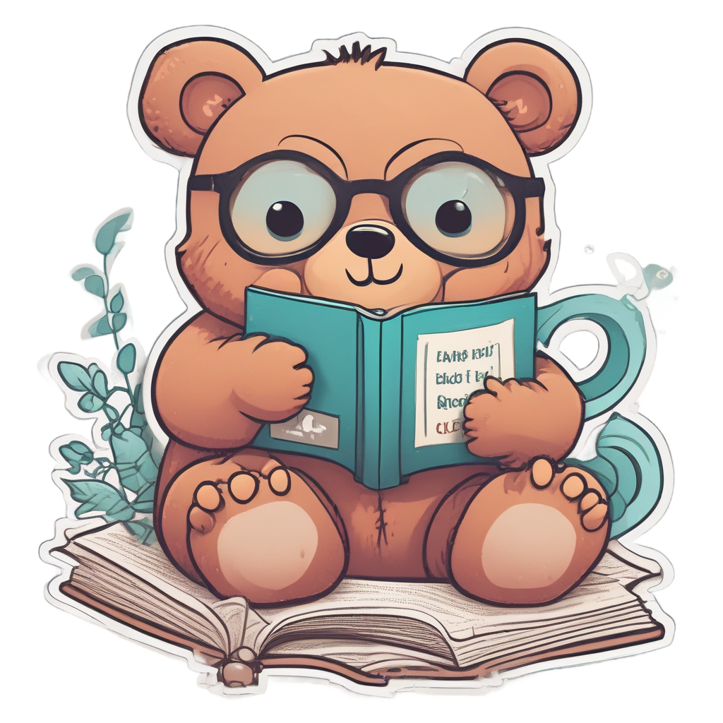 Bookworm Reading Bear — animals & pets stickers