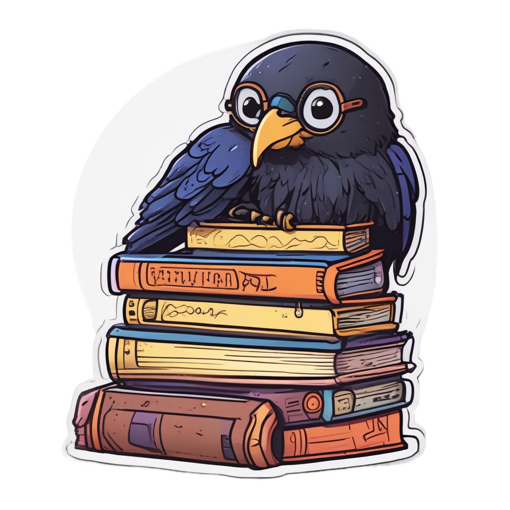 Bookworm Reading Raven — moths & ravens stickers