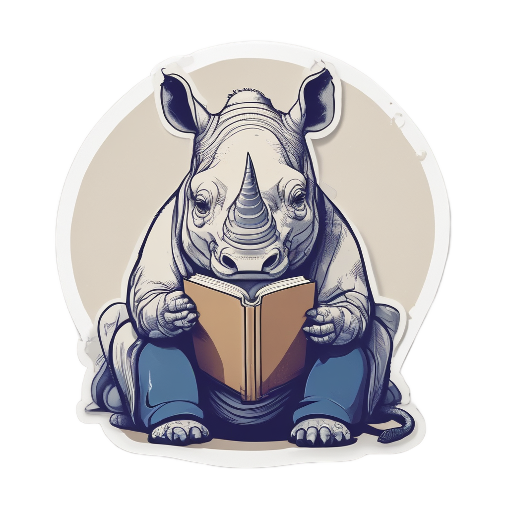 Bookworm Rhino Reader — safari nursery stickers