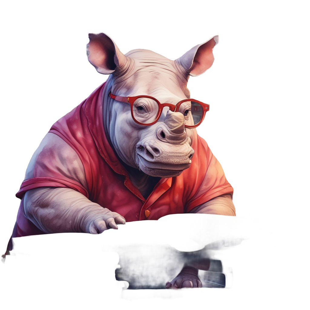 Bookworm Rhino Reading — safari nursery stickers