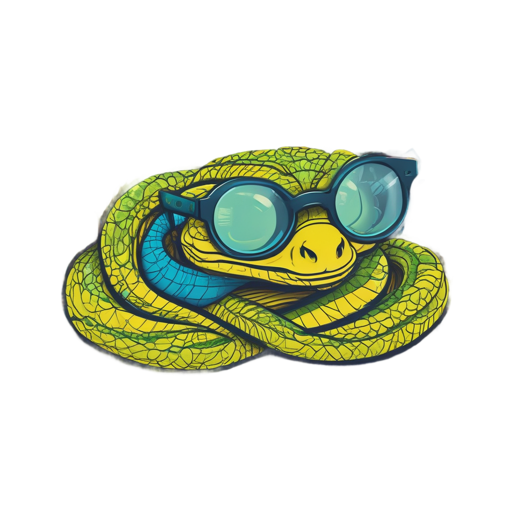 Bookworm Snake — fine-line flash stickers