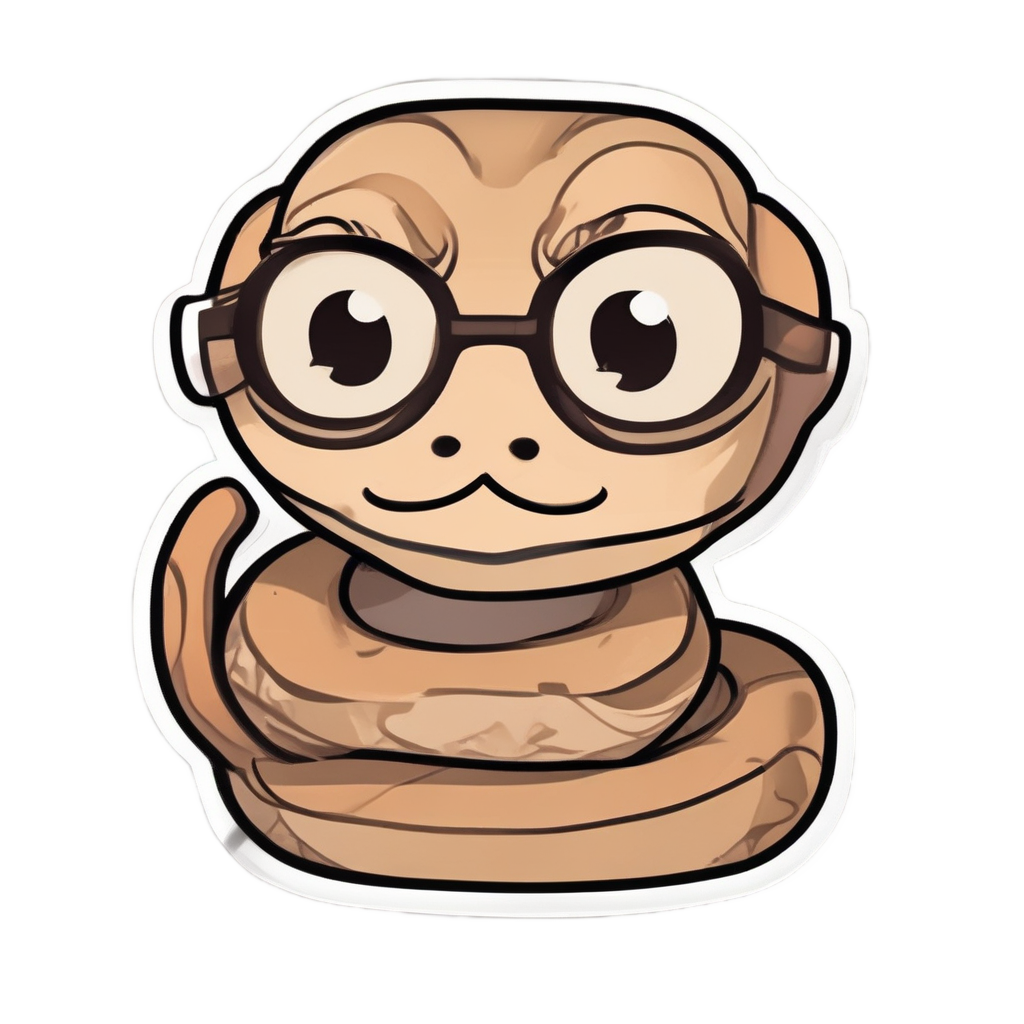 Bookworm Snake Reading — fine-line flash stickers