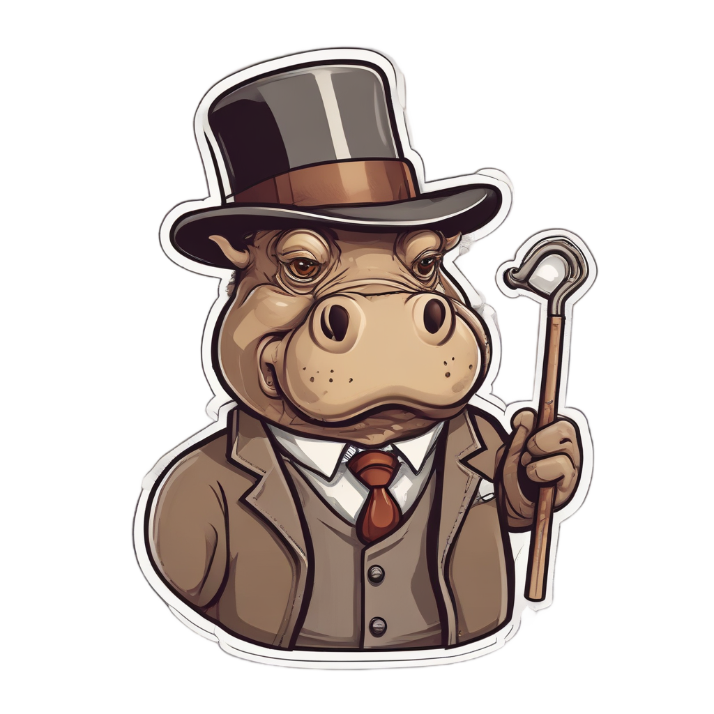 Bowler Hat Hippo — safari nursery stickers