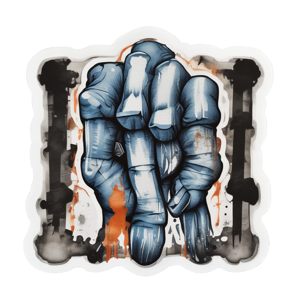 Breaking Chains with Fist — blackwork flash stickers