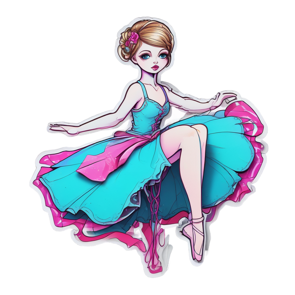 Broken Ballerina Doll Glow — slasher vibe stickers