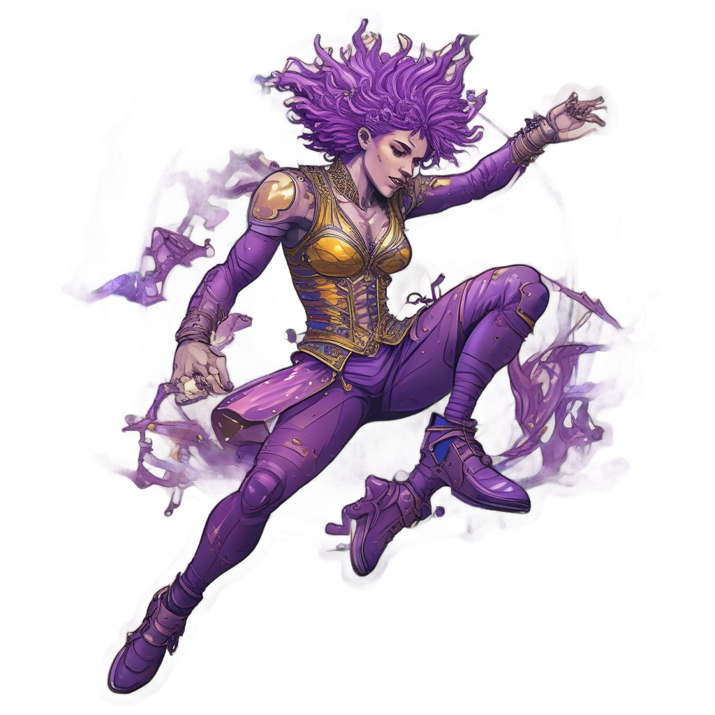 Barbed-wire band dancer spinning with broken chain fragments flying