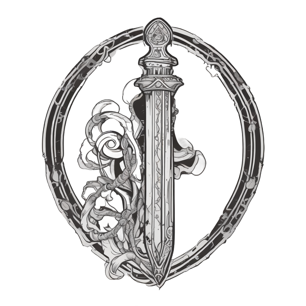 Broken Chains Dagger — blackwork flash stickers