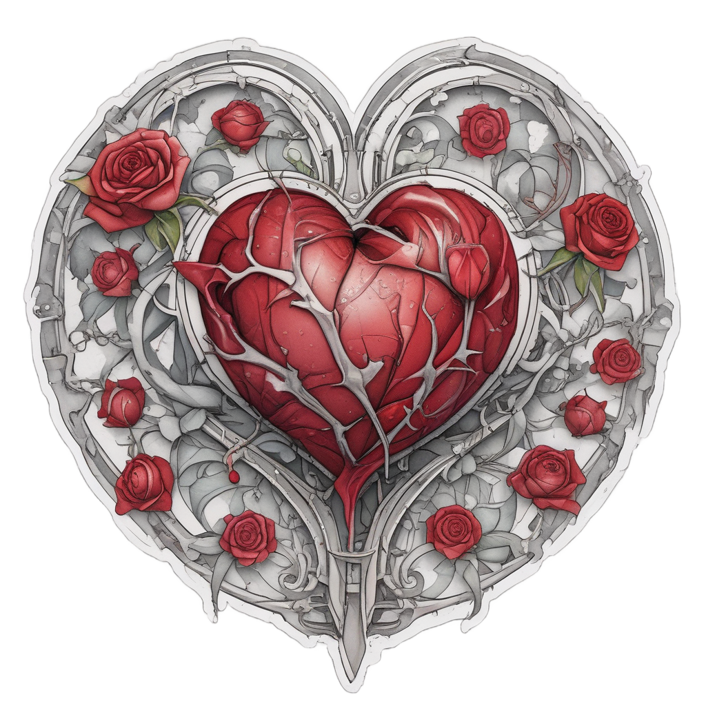 Broken Heart Mended Dagger — snake, dagger & rose stickers