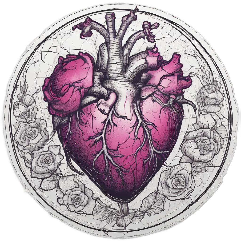 Broken Heart Rose — gothic botanical stickers