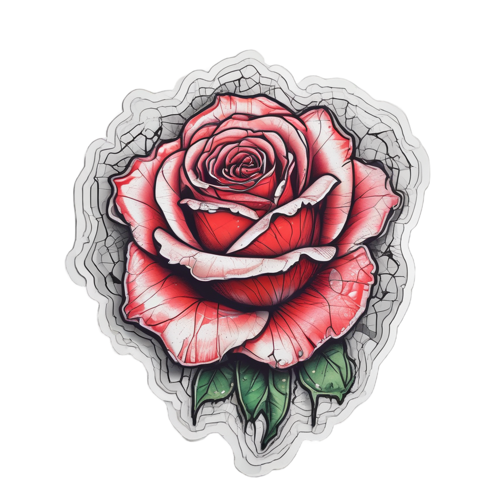 Broken Heart Rose — fine-line flash stickers