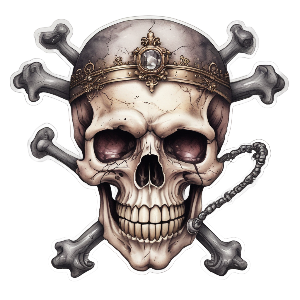 Broken Heart Skull — skull & crossbones stickers