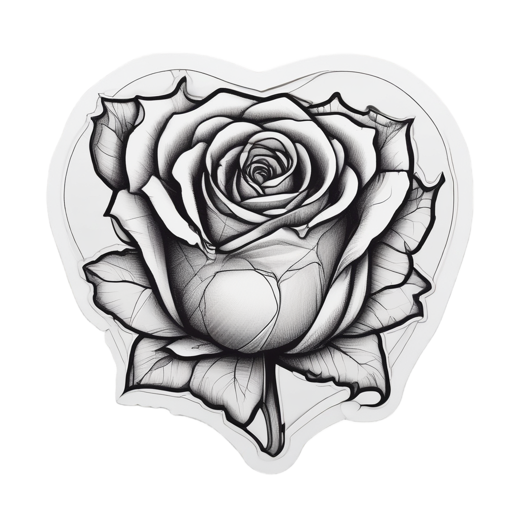 Broken Rose Heart — fine-line flash stickers