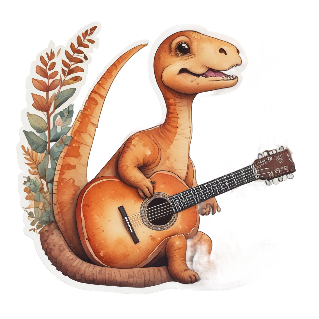 Bronto Musician with Guitar — animals & pets stickers