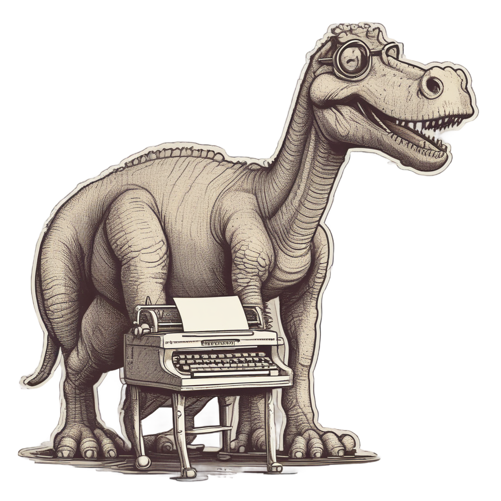 Brontosaurus with Typewriter — animals & pets stickers